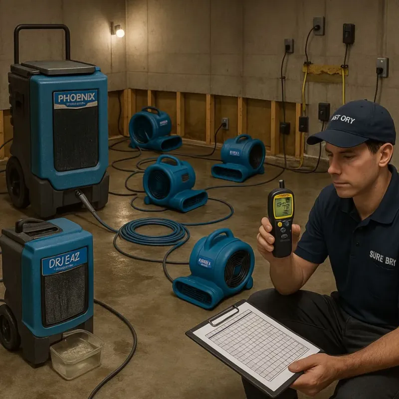 Structural Drying and Dehumidification process in Roby, TX